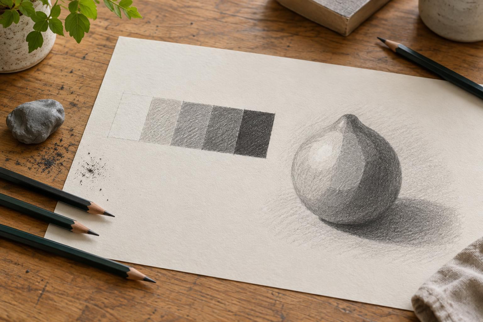 Building a Five-Value Scale for Pencil Drawing